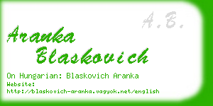 aranka blaskovich business card